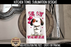 Dog and Cat Valentine Sublimation Kitchen Towel PNG Designs Product Image 2