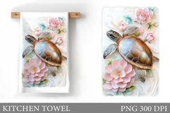 Turtle Kitchen Towel Design. Sea Kitchen Towel Sublimation Product Image 1