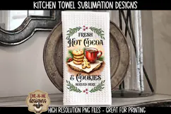 Hot Cocoa and Cookies KitchenTowel Sublimation PNG Files Product Image 2