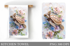 Turtle Kitchen Towel Design. Sea Kitchen Towel Sublimation Product Image 1