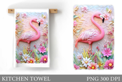 Flamingo Kitchen Towel Design. Flamingo Sublimation Product Image 1