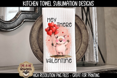 Valentine Pigs and Balloons Sublimation Kitchen Towel Design Product Image 2