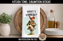 Bird House Cardinal Blue Jay - Sublimation Kitchen Towel PNG Product Image 2