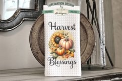 Harvest Pumpkin Sunflower Kitchen Towel Sublimation Design Product Image 2