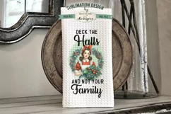 Funny Retro Christmas Housewife | Kitchen Towel Sublimation Product Image 2