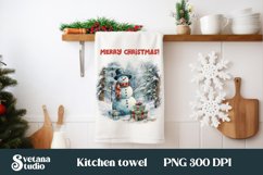 Christmas kitchen towel I Snowman tea towel PNG