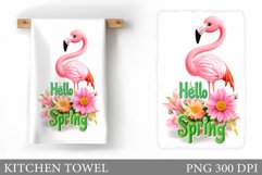 Spring Flamingo Kitchen Towel. Spring Kitchen Towel Design Product Image 1