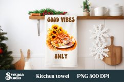 Hot tea kitchen towel bundle sublimation | Flower dish towel Product Image 8
