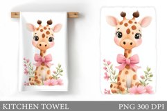 Cute Giraffe Kitchen Towel. Giraffe Flowers Kitchen Towel De Product Image 1
