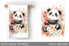 Cute Panda Kitchen Towel. Panda Flowers Kitchen Towel Design Product Image 1