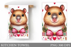 Cute Capybara Kitchen Towel. Valentines Kitchen Towel Design Product Image 1