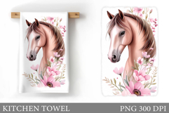 Horse Kitchen Towel Design. Cute Horse Sublimation Product Image 1