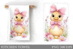 Cute Duck Kitchen Towel Design. Duck Flowers Kitchen Towel Product Image 1