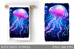 Jellyfish Kitchen Towel Design. Jellyfish Sublimation Product Image 1