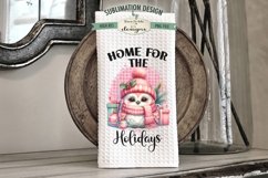 Pink Holiday Owls Kitchen Towel Sublimation Designs Product Image 3