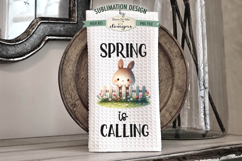 Spring Easter Bunnies with Fence | Kitchen Towel Sublimation Product Image 3