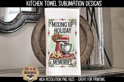 Red Stand Mixer Holiday Kitchen Towel Sublimation PNG Files Product Image 3