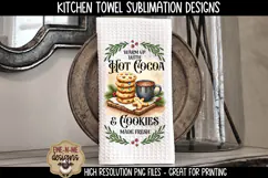 Hot Cocoa and Cookies KitchenTowel Sublimation PNG Files Product Image 3