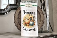Harvest Pumpkin Sunflower Kitchen Towel Sublimation Design Product Image 3