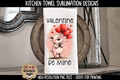 Valentine Pigs and Balloons Sublimation Kitchen Towel Design Product Image 3