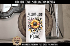 Cow Print Sunflower Kitchen Towel PNG Sublimation Designs Product Image 3