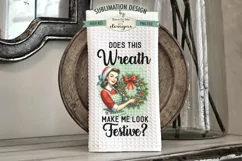 Funny Retro Christmas Housewife | Kitchen Towel Sublimation Product Image 3