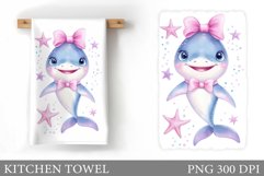 Cute Shark Kitchen Towel. Cute Shark Sublimation Product Image 1