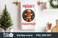 Christmas cute gingerbread kitchen tea towel PNG design