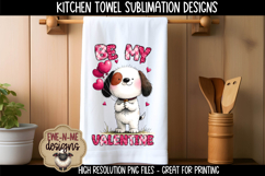 Dog and Cat Valentine Sublimation Kitchen Towel PNG Designs Product Image 3