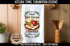 Hot Cocoa and Cookies KitchenTowel Sublimation PNG Files Product Image 4