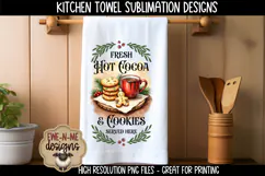 Hot Cocoa and Cookies KitchenTowel Sublimation PNG Files Product Image 4