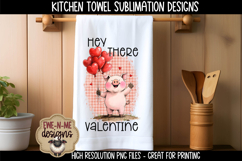Valentine Pigs and Balloons Sublimation Kitchen Towel Design Product Image 4
