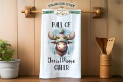 Christmas Moose |Cute Holiday Kitchen Towel Sublimation PNG Product Image 4