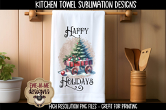 Red Wagon with Christmas Tree Kitchen Towel Sublimation PNG Product Image 4