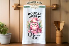 Pink Holiday Owls Kitchen Towel Sublimation Designs Product Image 4