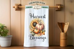Harvest Pumpkin Sunflower Kitchen Towel Sublimation Design Product Image 4
