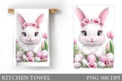 Easter Bunny Kitchen Towel. Bunny Kitchen Towel Sublimation Product Image 1