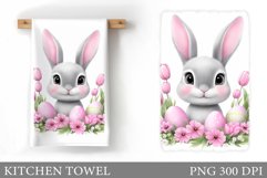 Easter Bunny Kitchen Towel. Bunny Kitchen Towel Sublimation Product Image 1