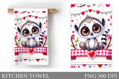 Cute Lemur Kitchen Towel. Valentines Kitchen Towel Design Product Image 1
