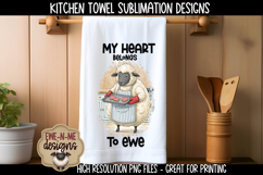 Valentine Sheep Sublimation Kitchen Towel Designs Product Image 5
