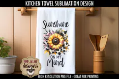 Cow Print Sunflower Kitchen Towel PNG Sublimation Designs Product Image 5