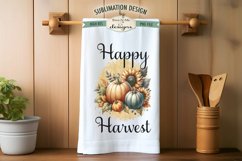 Harvest Pumpkin Sunflower Kitchen Towel Sublimation Design Product Image 5
