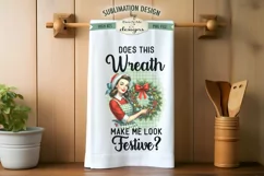 Funny Retro Christmas Housewife | Kitchen Towel Sublimation Product Image 5