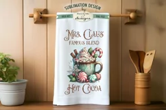 Mrs Claus Cocoa Vintage Mug Sublimation Towel Design PNG Product Image 5