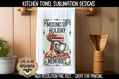 Red Stand Mixer Holiday Kitchen Towel Sublimation PNG Files Product Image 5