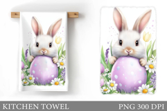 Easter Bunny Kitchen Towel. Bunny Kitchen Towel Sublimation Product Image 1