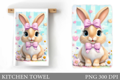Cute Bunny Kitchen Towel. Cute Bunny Sublimation Product Image 1