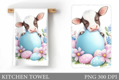 Easter Cow Kitchen Towel. Easter Kitchen Towel Sublimation Product Image 1