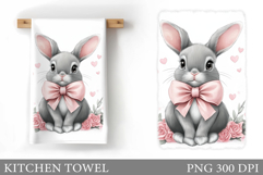 Cute Bunny Kitchen Towel. Cute Bunny Sublimation Product Image 1