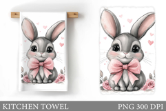 Cute Bunny Kitchen Towel Design. Cute Bunny Sublimation Product Image 1